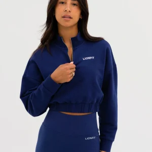 Nala Cropped Halfzip Sweat Dark Blue