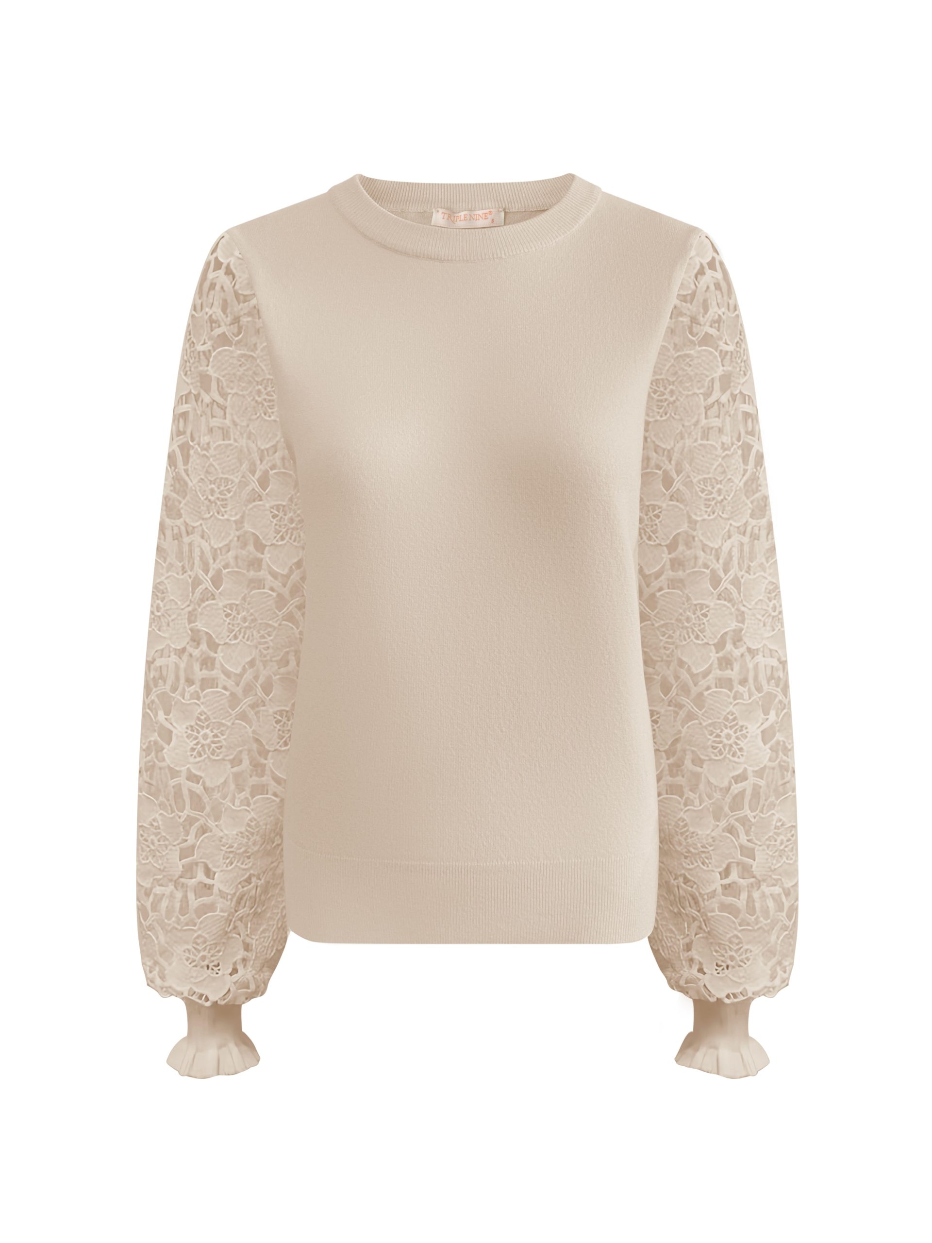 Triple Nine – Sweater With Lace Sleeves – Beige - Afbeelding 2