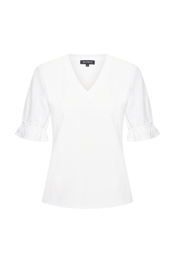 Mi Piace – Top Ruches Mouw – White